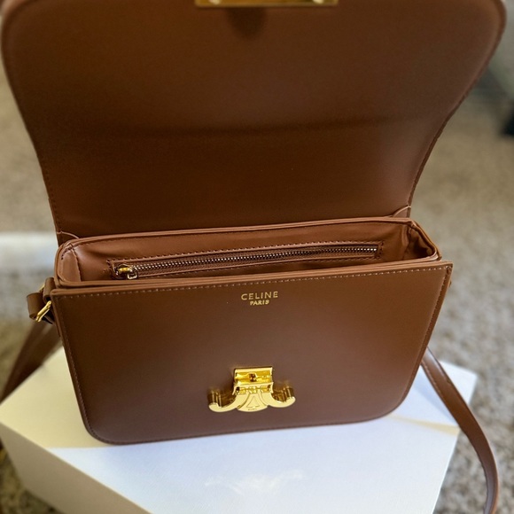 Celine Tan Crossbody Bag with Gold Accents - Picture 1 of 14